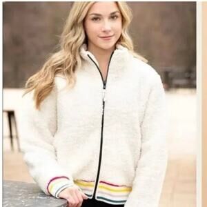 Ivory Ella Sherpa bomber jacket